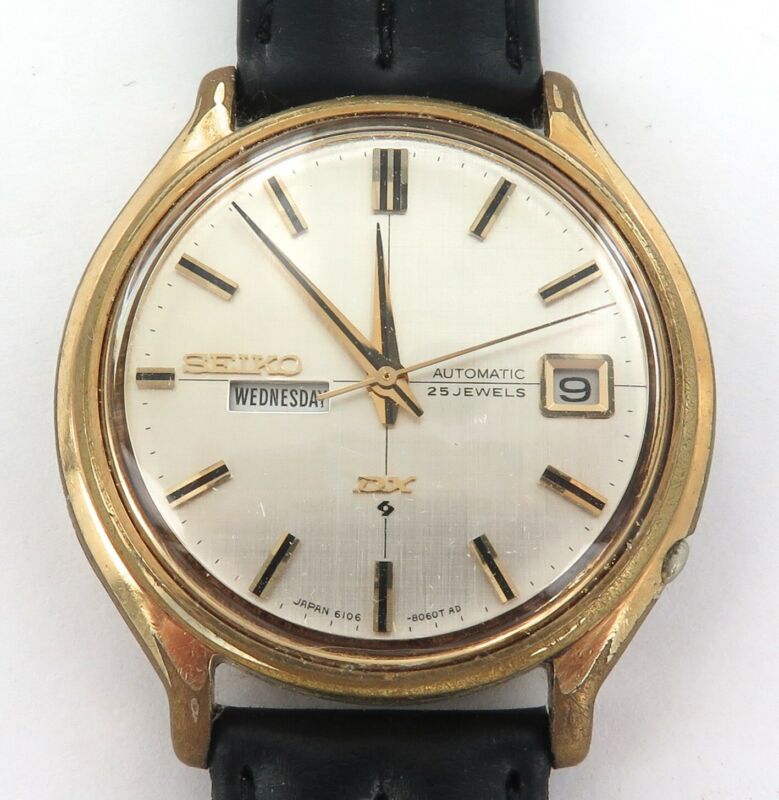 RARE VINTAGE SEIKO DX 25J AUTO DAY DATE 6106 8240 TEXTURED DIAL