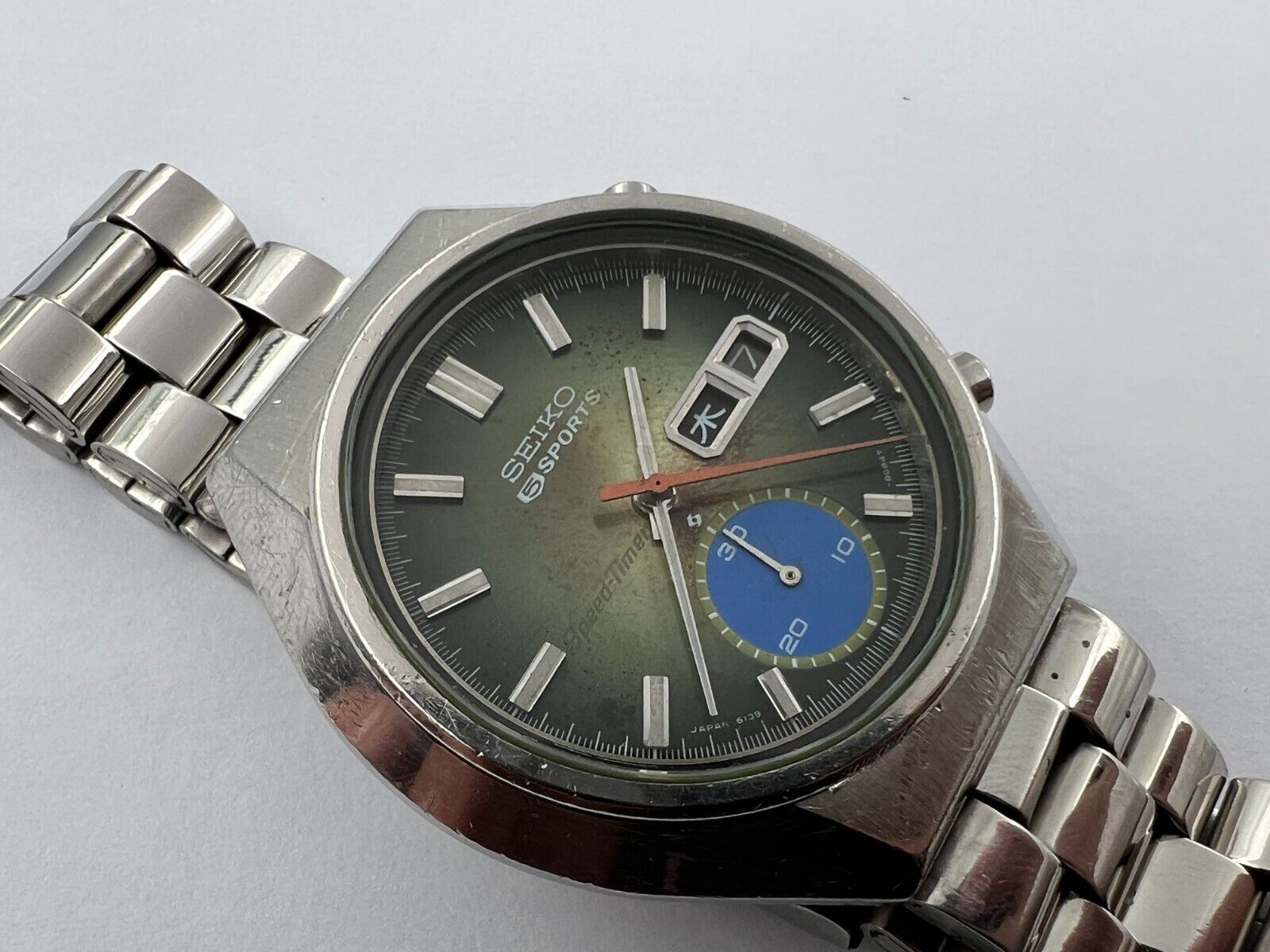 Vintage SEIKO 6139-8040 Speed-Timer Green Chronograph