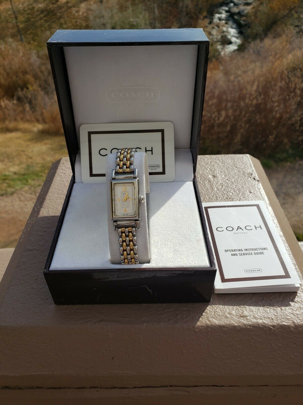 Ladies $295 Coach 0820 Madison Tank Stainless Steel Swiss Mvmt Watch Coach Stainless Steel Two Tone Classic Madison Watch 0820  main image 3