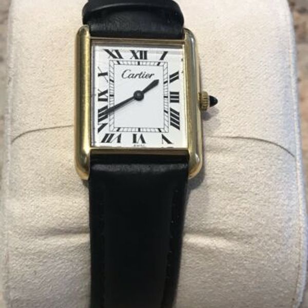 CARTIER Vintage Ladies Tank Watch 18K Gold Electroplated Hand Winding