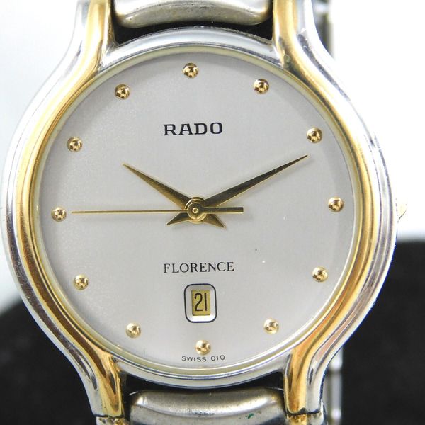 RADO FLORENCE 129.3644.4 SILVER GOLD MEN'S DATE VINTAGE