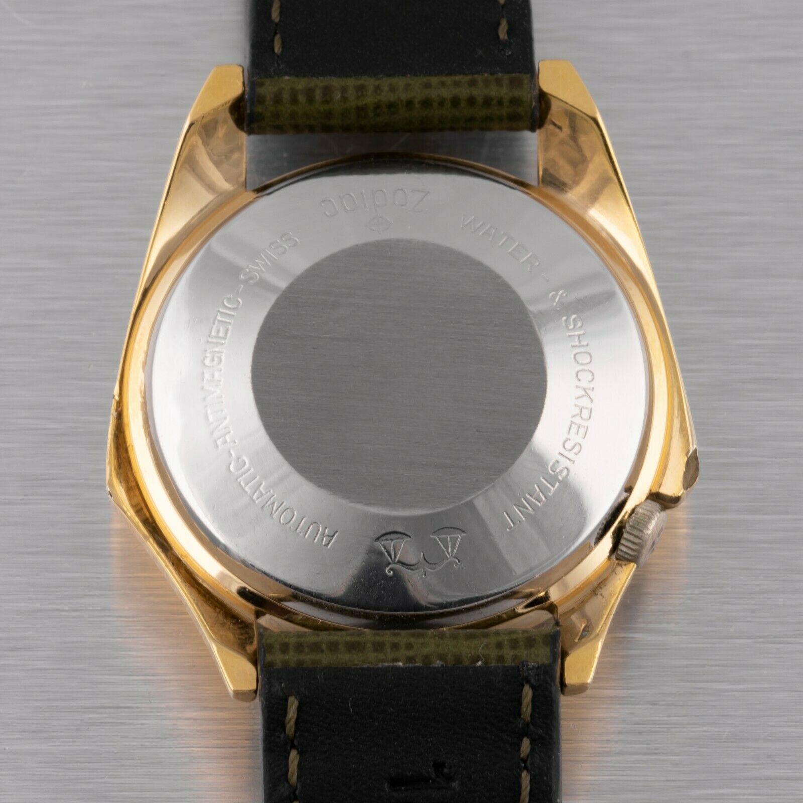 Vintage 60s Zodiac Olympos 703-918 Gold Filled Satin Mystery Dial