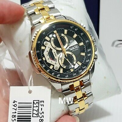 Casio Edifice Chronograph Mens Two Tone Sport Day Date Watch EF 558SG 7A EF558SG WatchCharts Marketplace