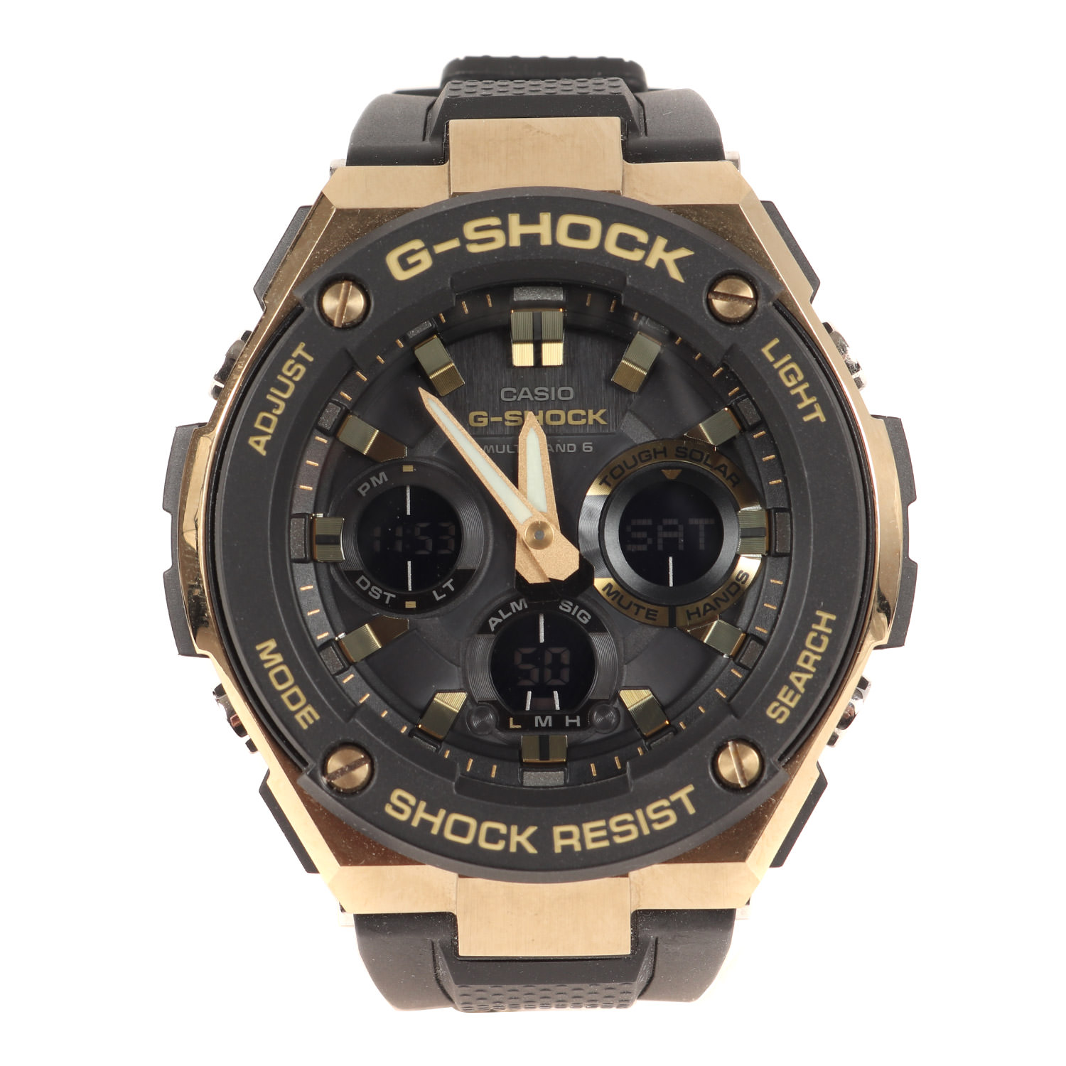 G SHOCK CASIO Casio G STEEL GST W100G 1AJF tough solar watch watch black gold box case with manual men s used good condition K3645 WatchCharts Marketplace