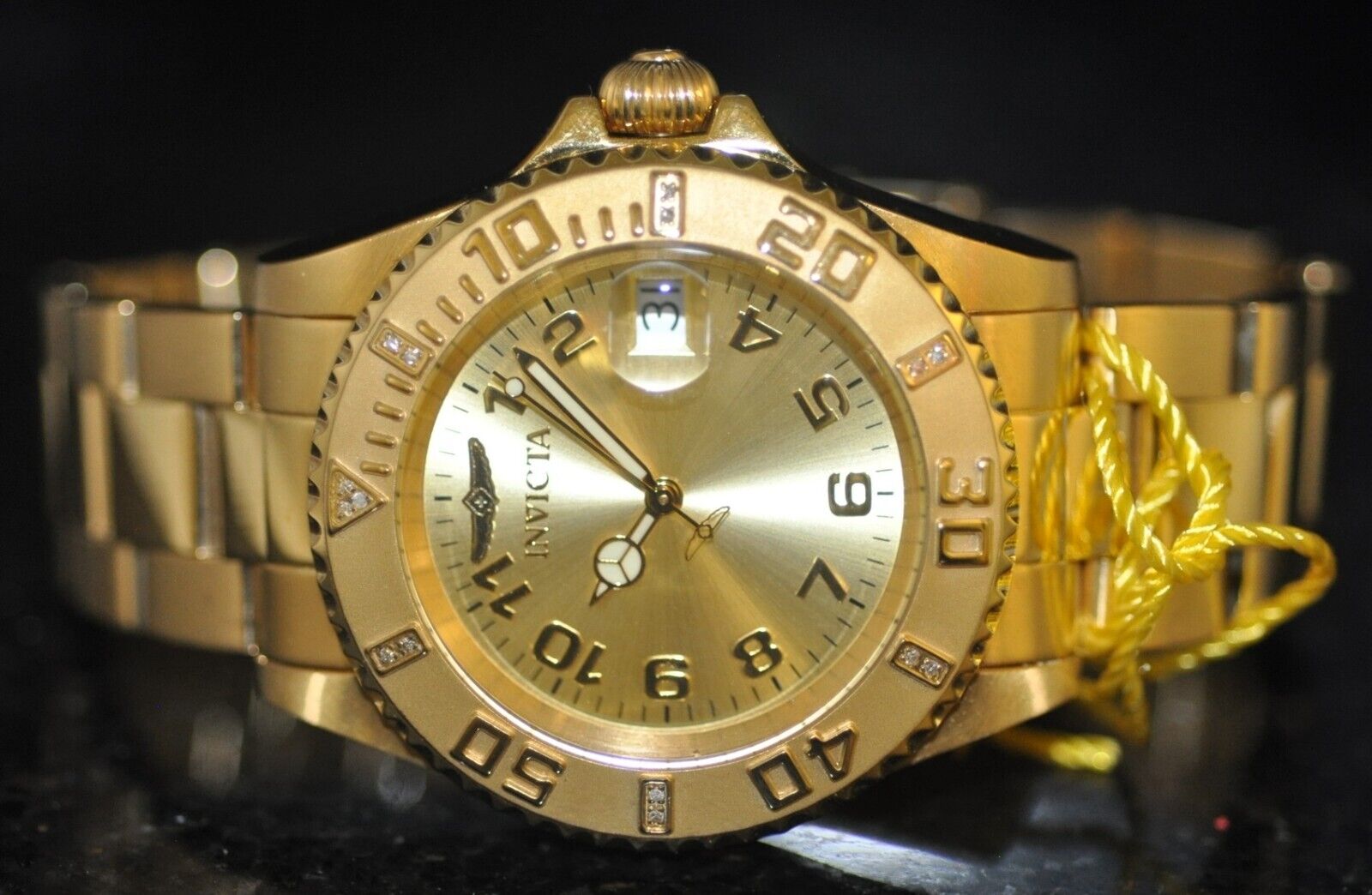 Invicta Women's Pro Diver Diamond Accented Gold Dial Gold Stainless ...