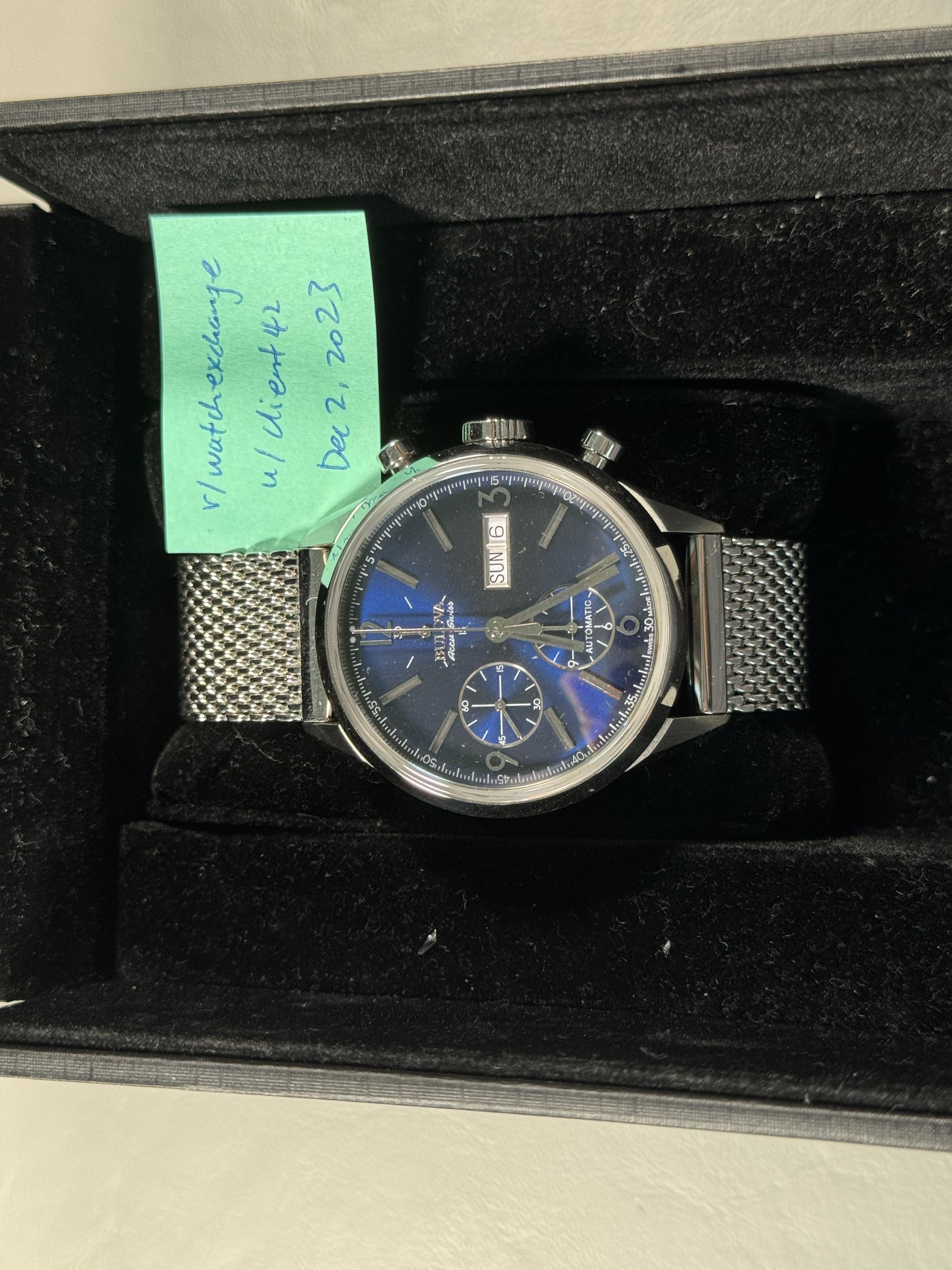 WTS Bulova Accu Swiss 63C117 Murren Automatic Chronograph Blue