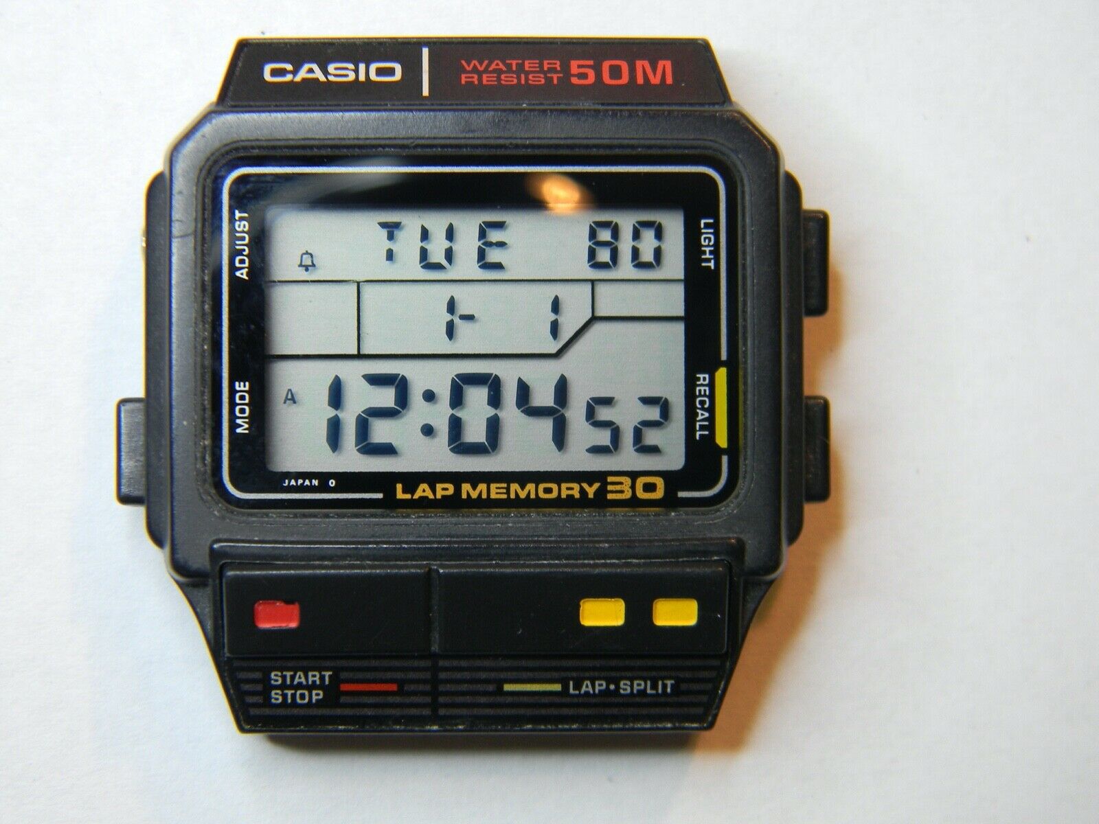 EXC. FINE VINTAGE 1986 CASIO SDB-300W MENS LCD WATCH - NEW BATTERY