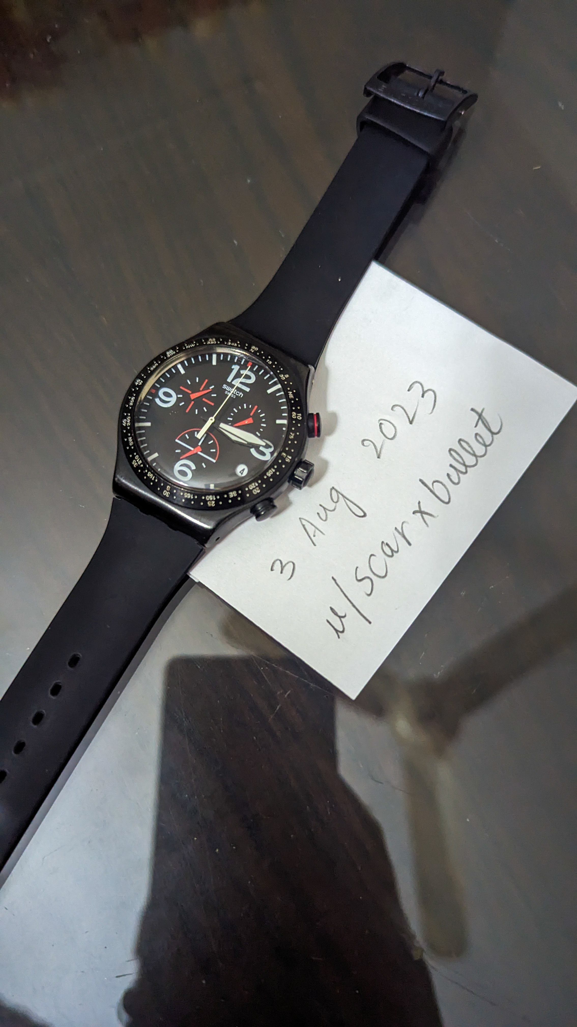 WTS SWATCH BLACK YVB403 BLACK DIAL Irony Chronograph Swiss made WatchCharts Marketplace