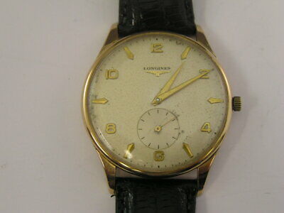 Vintage Longines Watch Jumbo Case Solid 18k Gold 38mm Cal 27m 1956