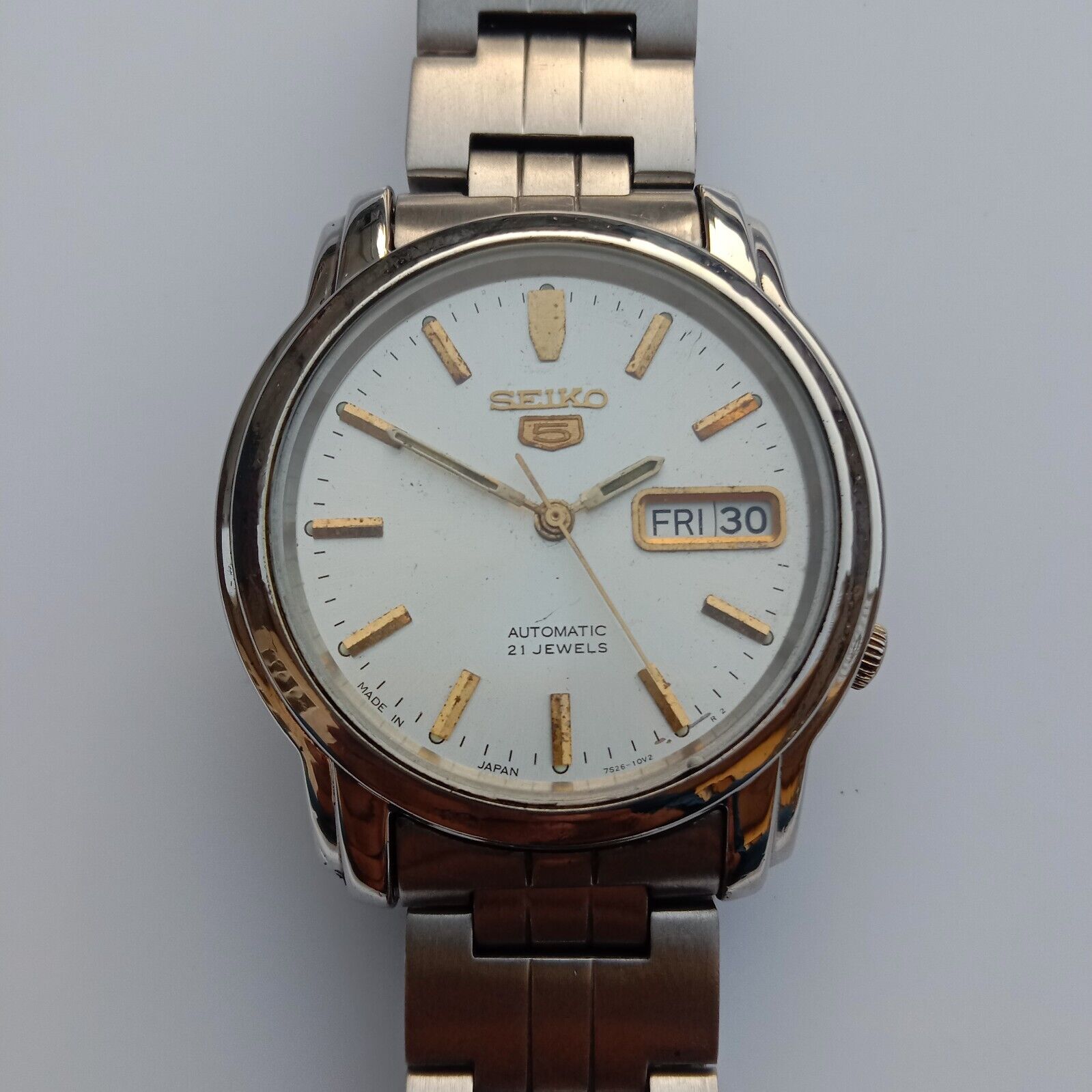 Seiko 5 Automatic 7S26-03S0 White Dial Day/Date 21 Jewels Men's