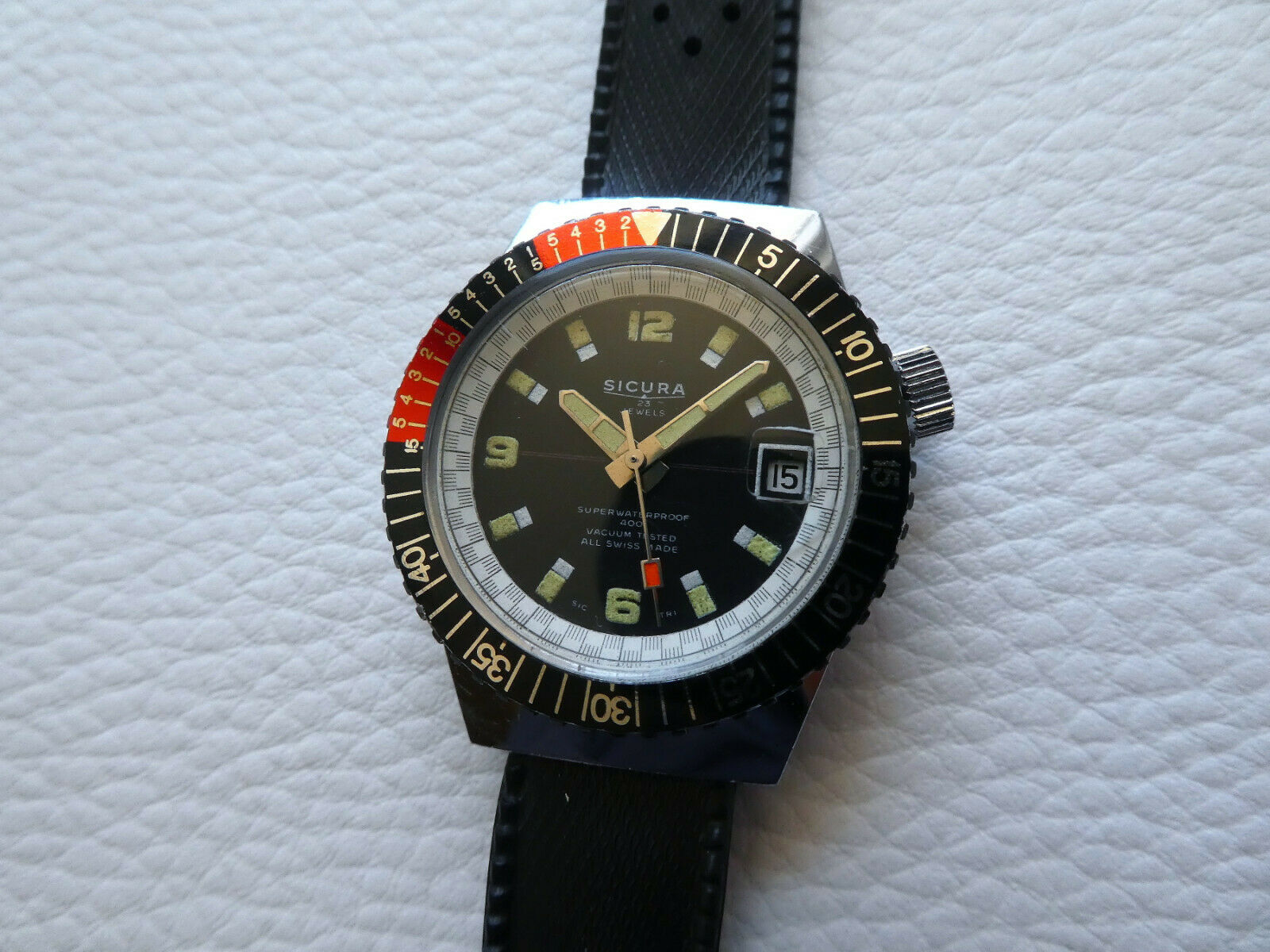 Beautiful Very rare Vintage SICURA BREITLING 400 Men's Diver watch 70's!  PARTS! | WatchCharts Marketplace