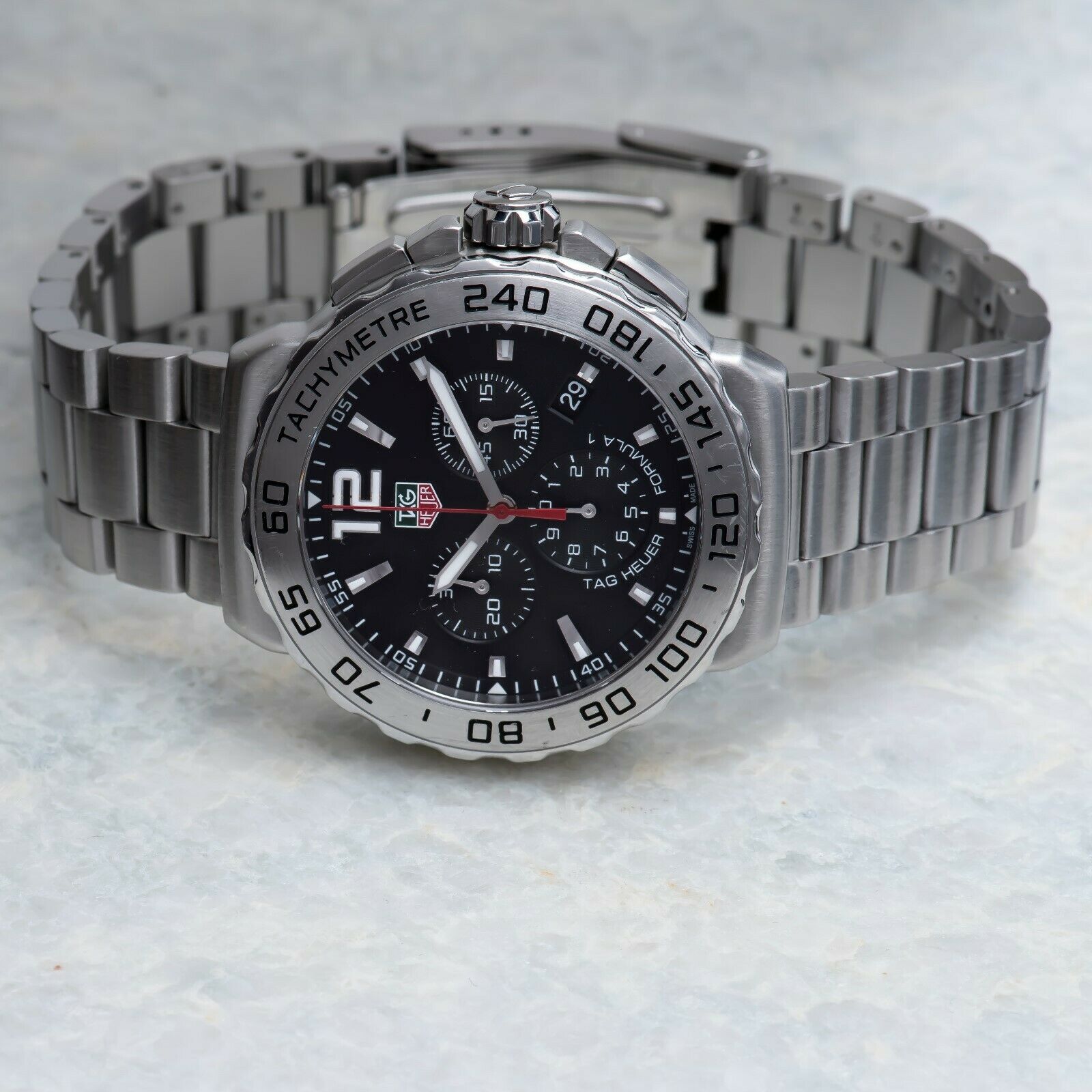 Tag Heuer Formula Quartz Chronograph Black Dial Steel Men's