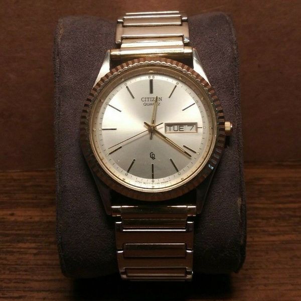 Vintage Citizen 1100-R12535 GN-4W-S Mens Wrist Watch Stainless Day/Date ...