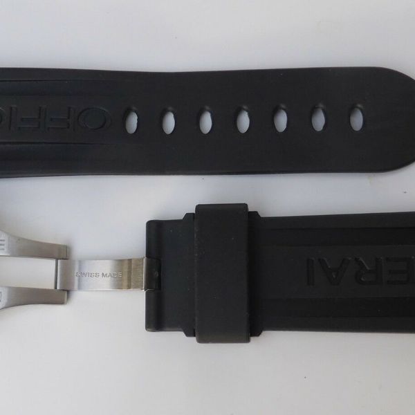 Genuine Oem Panerai Black Rubber Strap & St Steel Clasp 24mm X 22mm Ref 