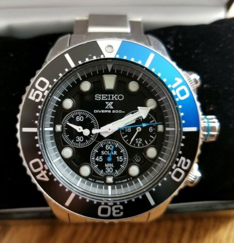 Seiko Solar BATMAN SSC017 Prospex Blue Chronograph Air Scuba Diver's 200M  Watch | WatchCharts