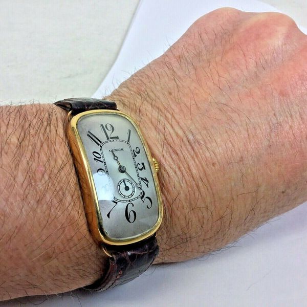Exploding Numbers Watch Face 1920's LeCoultre Men's Art Deco 18k Solid Gold Rectangle Tank Exploding ...
