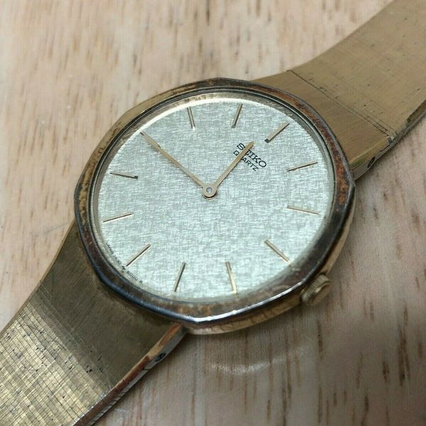 Vintage Seiko 7430 Men Gold Tone Ultra Thin Analog Quartz Watch Hour ...