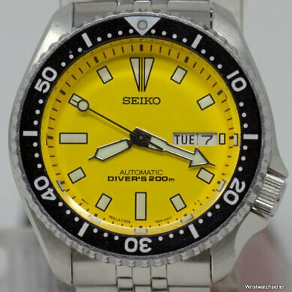VGC Seiko Automatic Diver's 200M 7S260028 SKXA35 Yellow Dial 44G1ZI