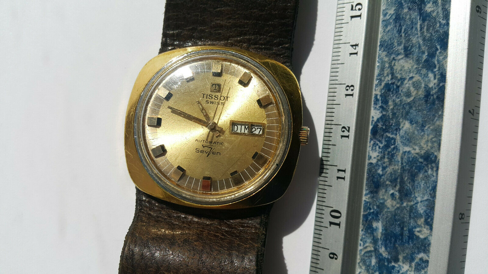RARE VINTAGE TISSOT SWISS SEVEN AUTOMATIC TOOL 107. GOLD FILLED 