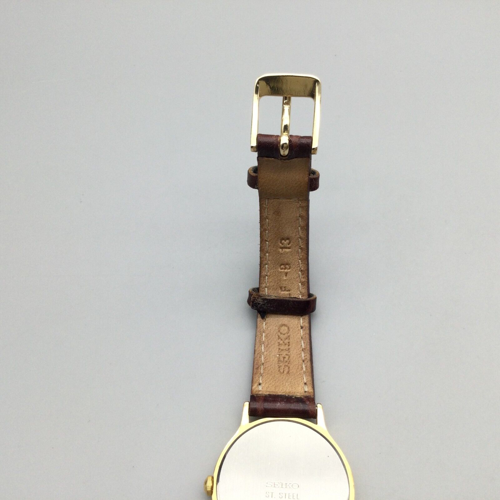 Vintage Seiko Petite Roman 26mm Watch Brown Croco Leather V700-6091 New Battery Vintage Seiko Watch Women 26mm Gold Tone V700-6091 Leather  main image 2