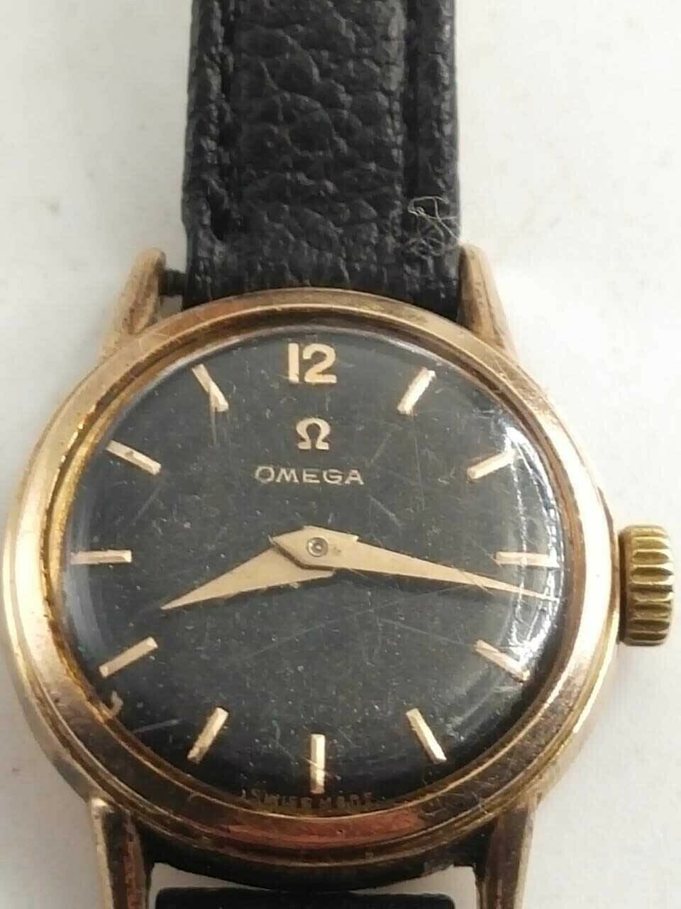 OMEGA cal 244 winding Black Dial Lady watch 80 Micron RUN omega