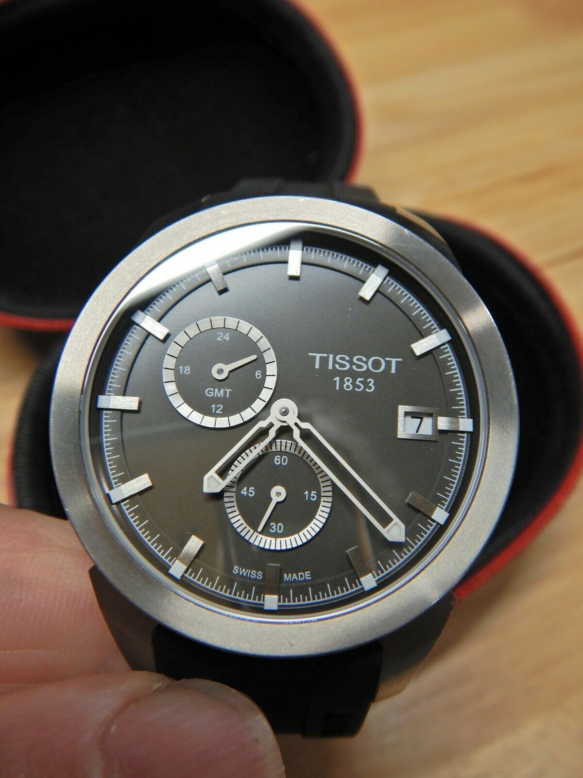 Tissot titanium gmt 2025 black dial men's watch