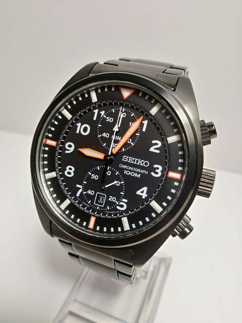 Seiko 7T94-0B10 Black Military Chronograph Men's Watch Almost New |  WatchCharts