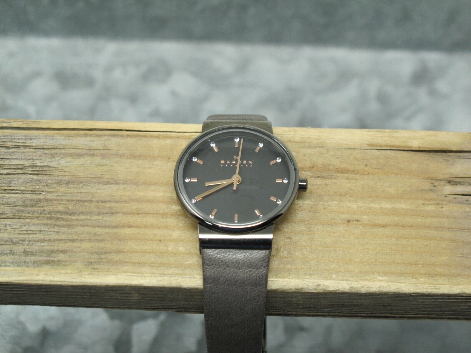 Ancher titanium and hot sale gray leather watch