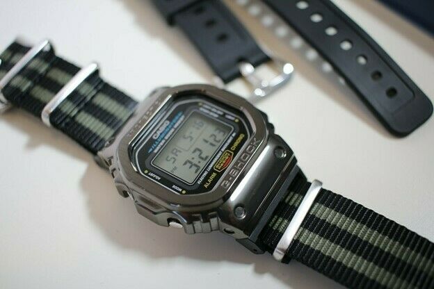 CASIO G-SHOCK DW-5600 CUSTOM SQUARE METAL GRAY STAINLESS STEEL