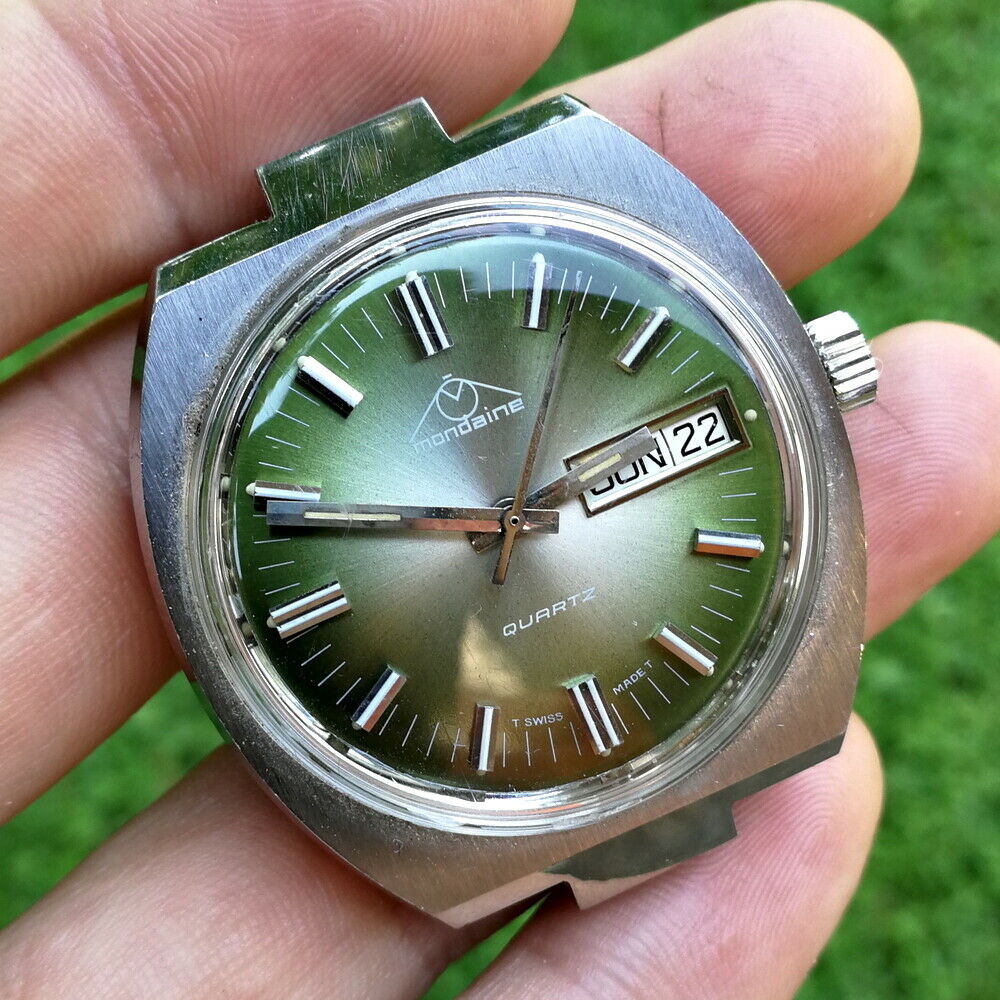 Vintage MONDAINE 1970s Early Quartz Watch Cal. ETA 9183 Swiss