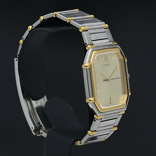 Seiko Credor 7771-5011 22KGP×SS Luxury Thin QZ watch for men 