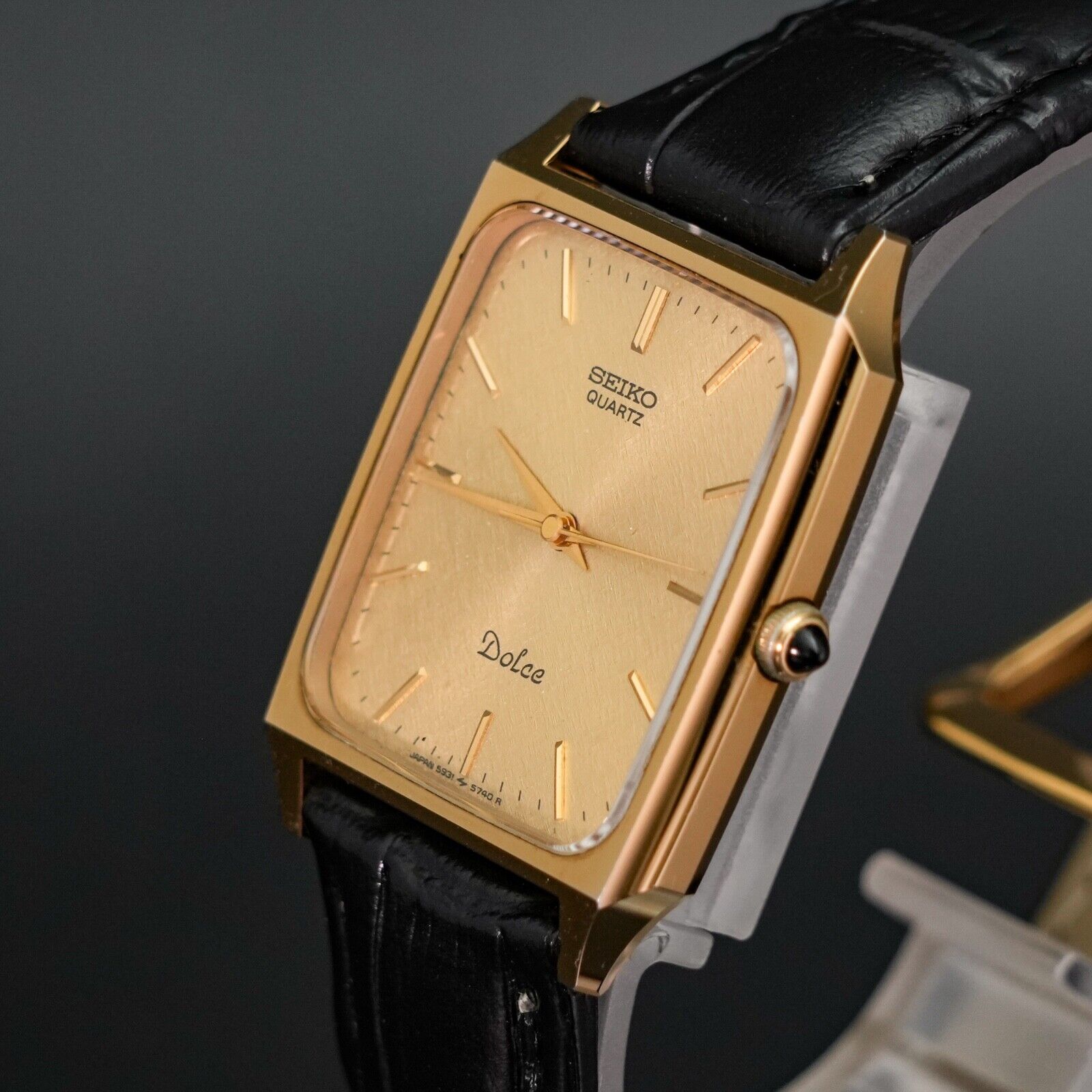 Vintage 1983 [N-MINT] New BATT SEIKO Dolce 5931-5550 Gold Tank