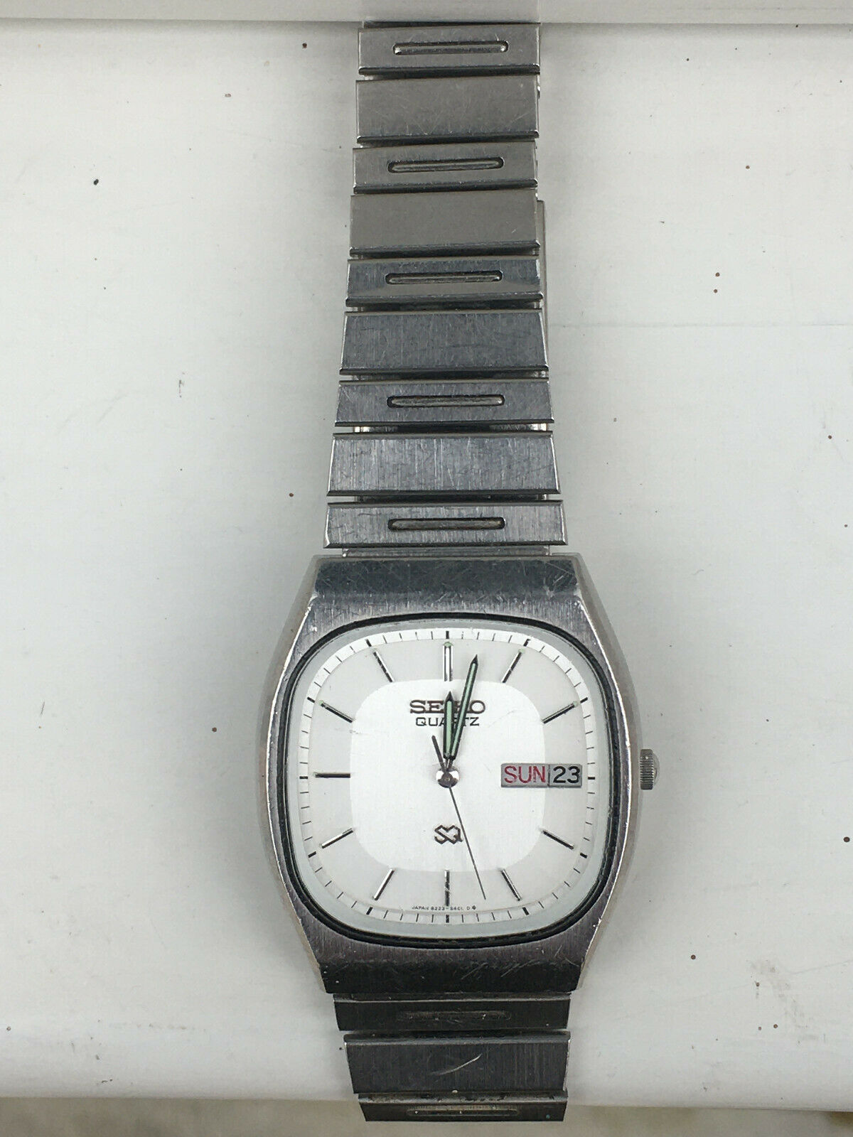 VINTAGE MENS SEIKO SQ 8223-5350 A2 SILVER TONE QUARTZ 