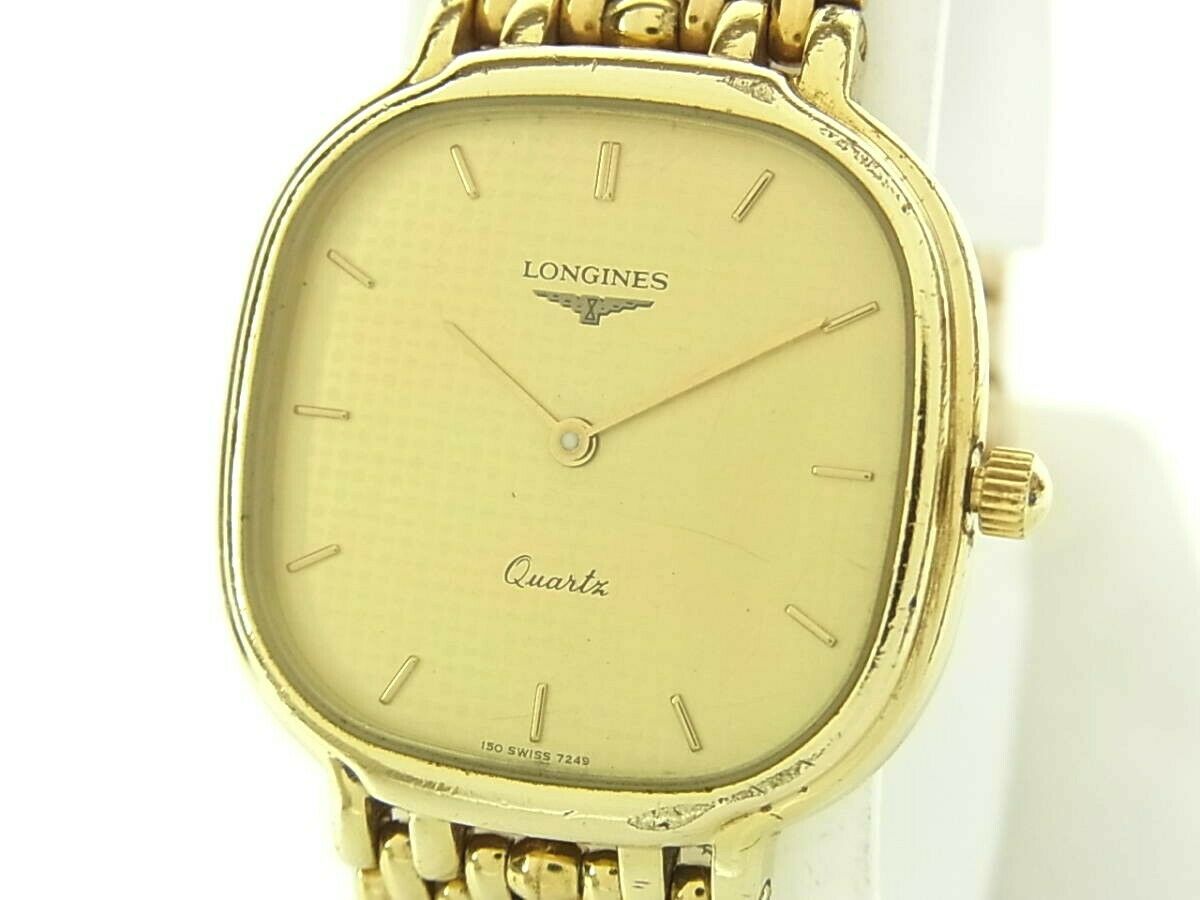 LONGINES Flagship 150 7249 Quartz Watch Square 18K Gold Plated New