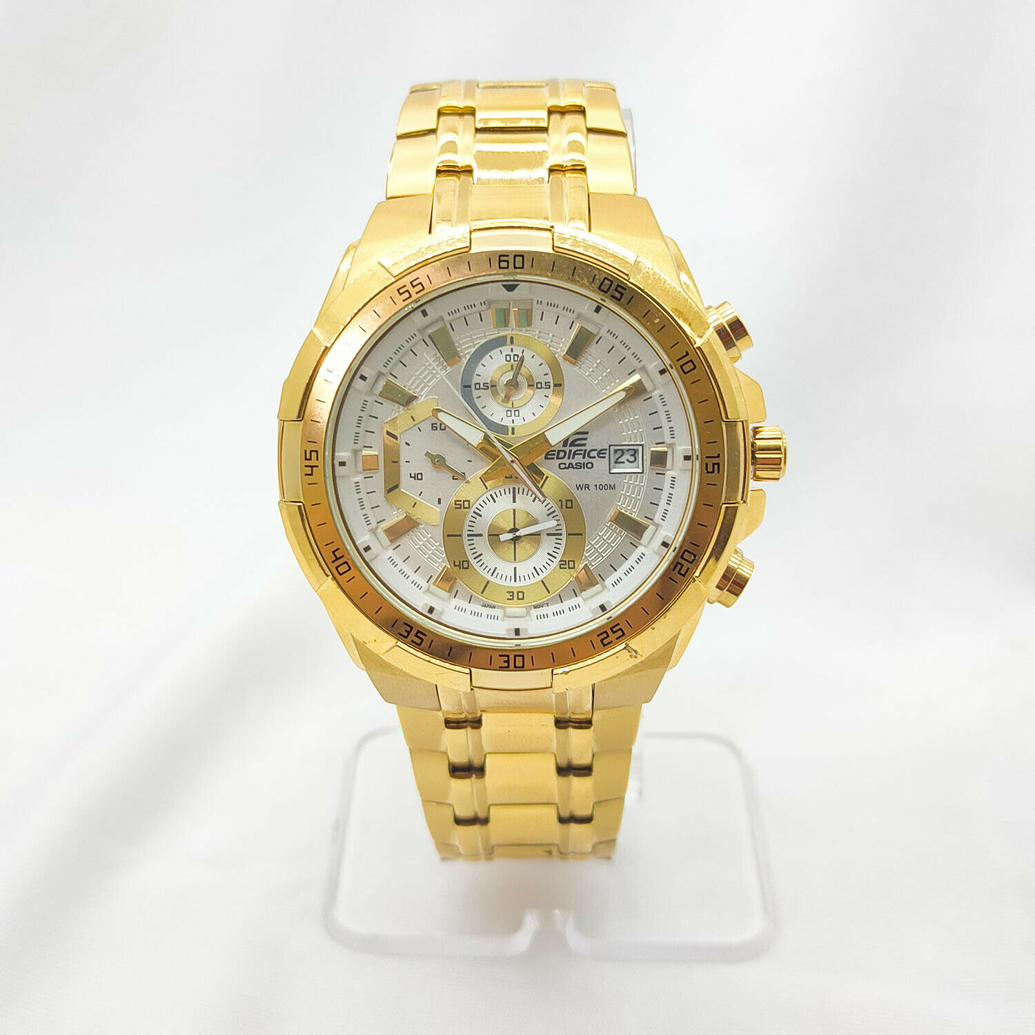 New Old Stock Casio Edifice EFR 539 AV Gold Plated Chronograph Men s Watch WatchCharts Marketplace