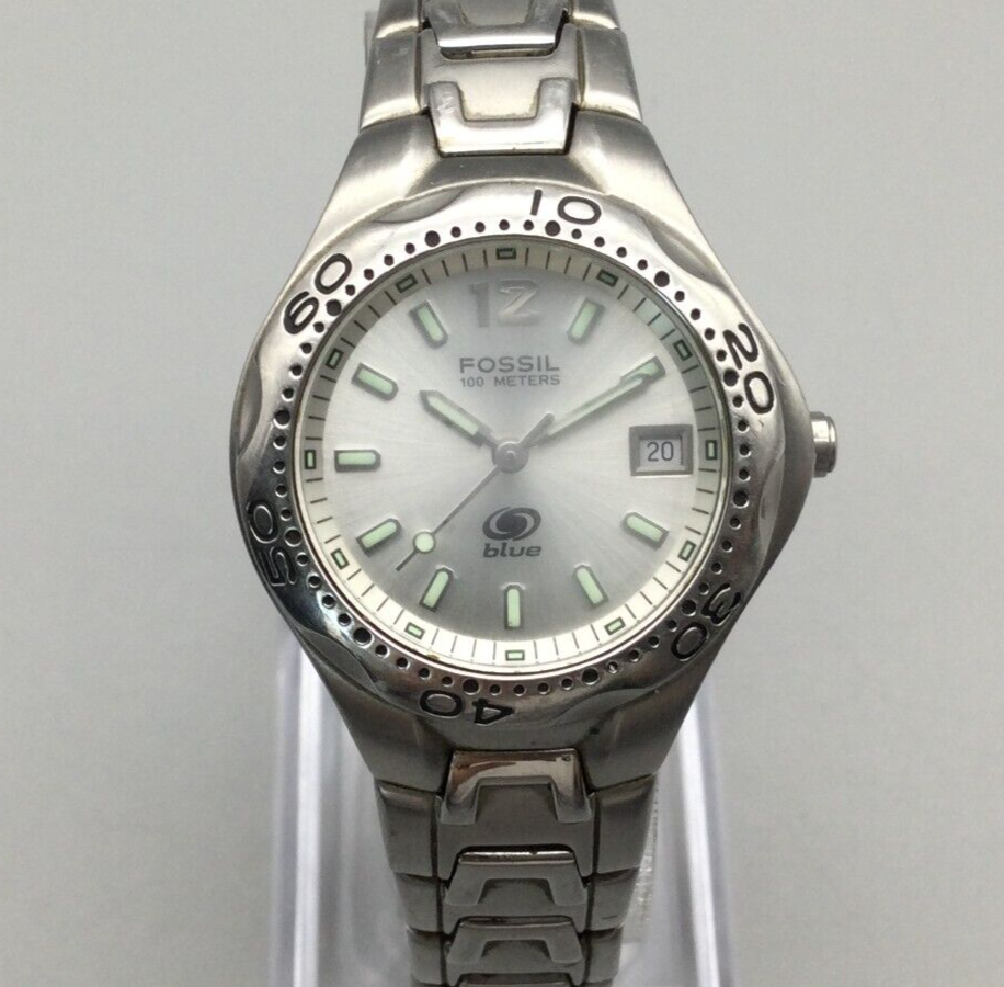 Fossil 100 meters outlet silver