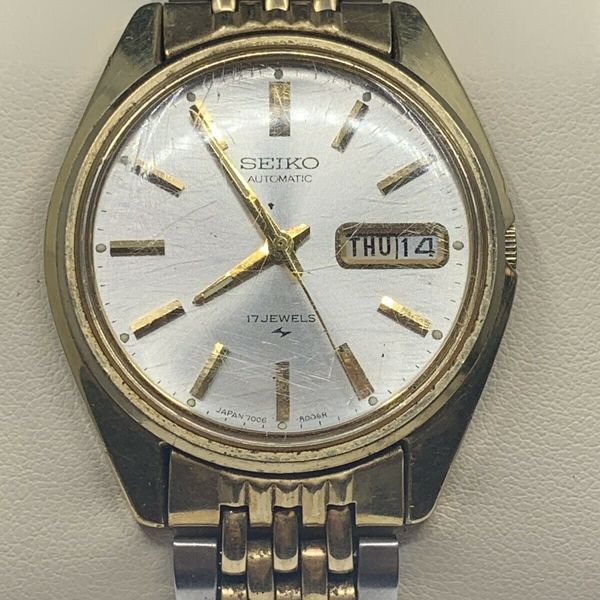 Vintage Mens Seiko Automatic 17 Jewels 7006-8007 Day Date Band Has Wear ...