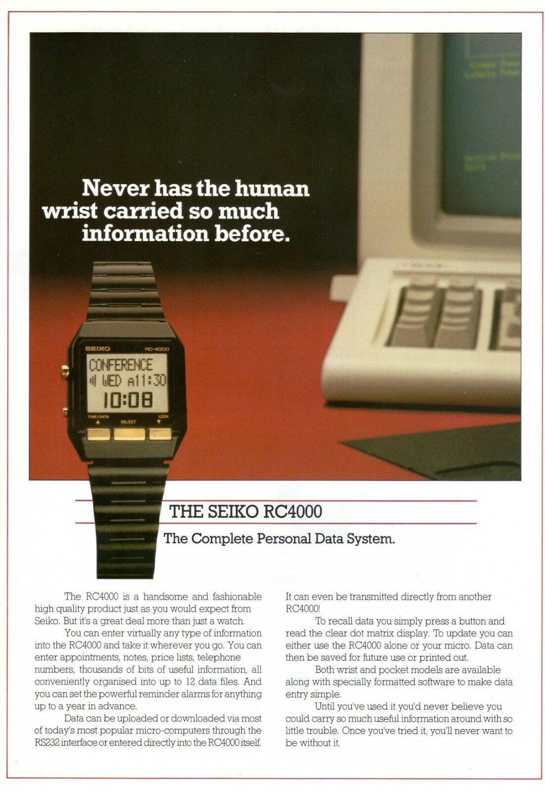 SEIKO RC-4500 PC-Datagraph - RARE Vintage Digital 