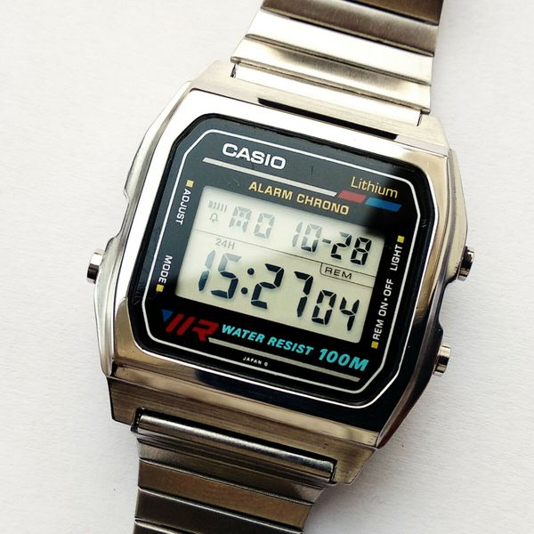 【稼働良好】CASIO W-780 腕時計 フルステンレス　ペプシカラー CASIO W - 780 Japan digital men's watch. Lithium alarm chrono