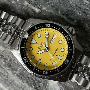 STUNNING YELLOW MOD SEIKO DIVER 7S26-0030 SKX013 AUTOMATIC MEN'S