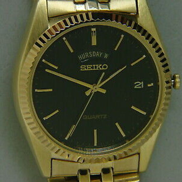 NEW SEIKO MEN'S GOLD-TONE STAINLESS STEEL DRESS WATCH W/ DAY/ DATE SGF212 |  WatchCharts