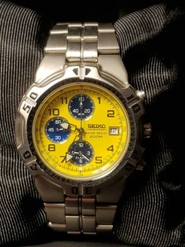 Seiko chronograph 200m yellow sales face