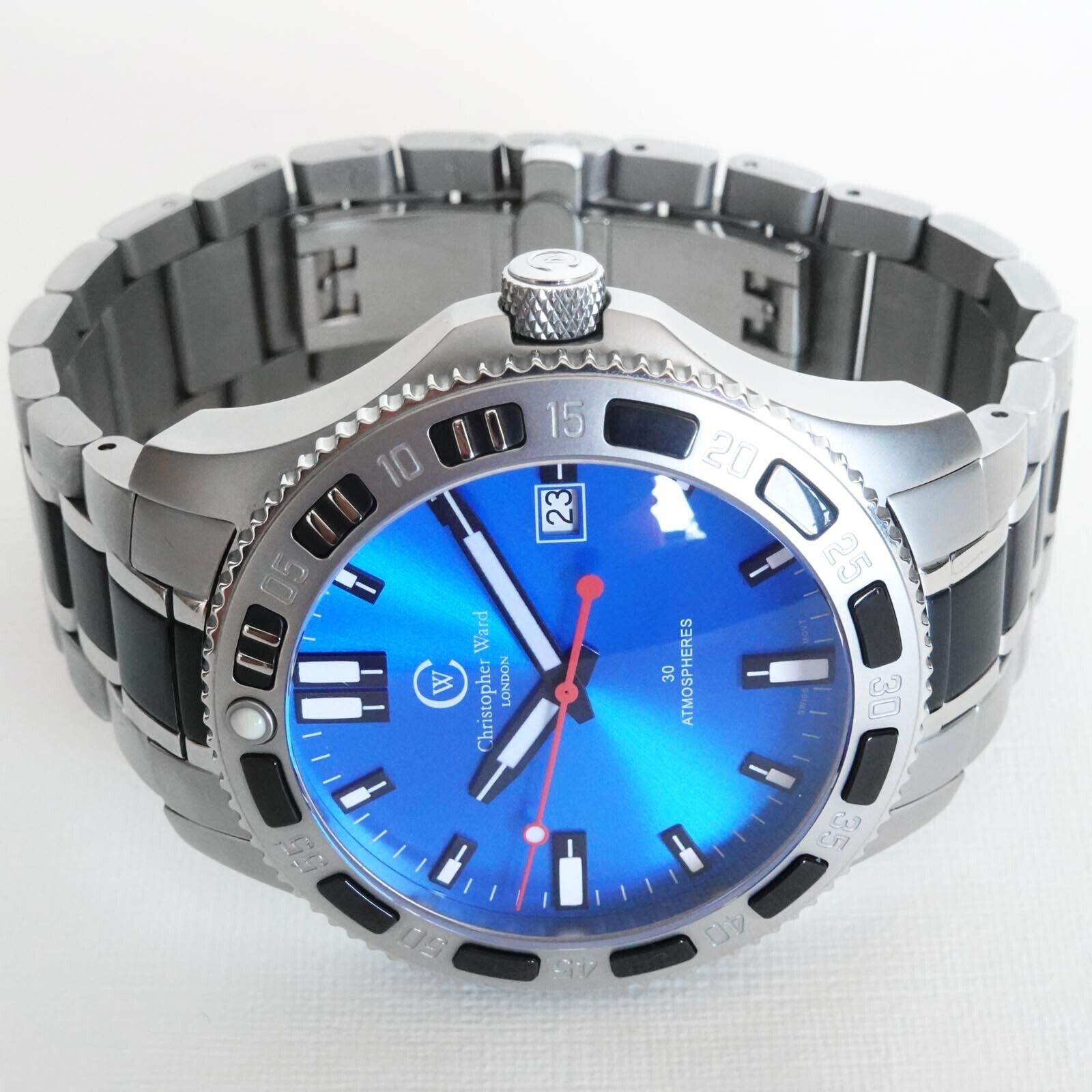 Christopher Ward C6 Kingfisher Diver Pro Blue Quartz Diver s Watch CW C6SBS WatchCharts Marketplace