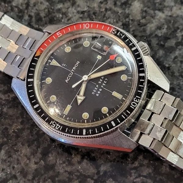 1970 Vintage Bulova Accutron Deep Sea 666 Feet Mens Watch w/Band ...