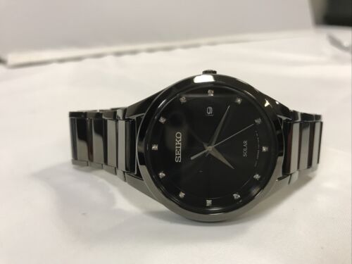 SEIKO Solar Black IP Men's Diamond Stainless Steel Watch - SNE243 MSRP:  $395 | WatchCharts