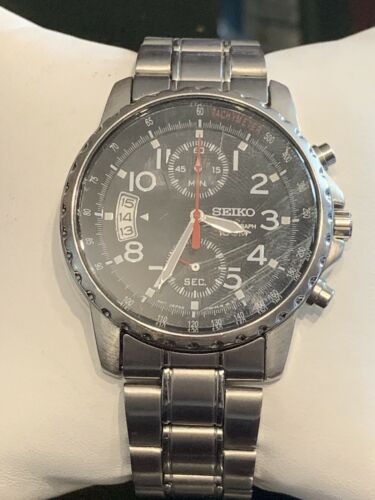 VINTAGE SEIKO 7T94 0AH0 QUARTZ CHRONOGRAPH WATCH BLACK DIAL