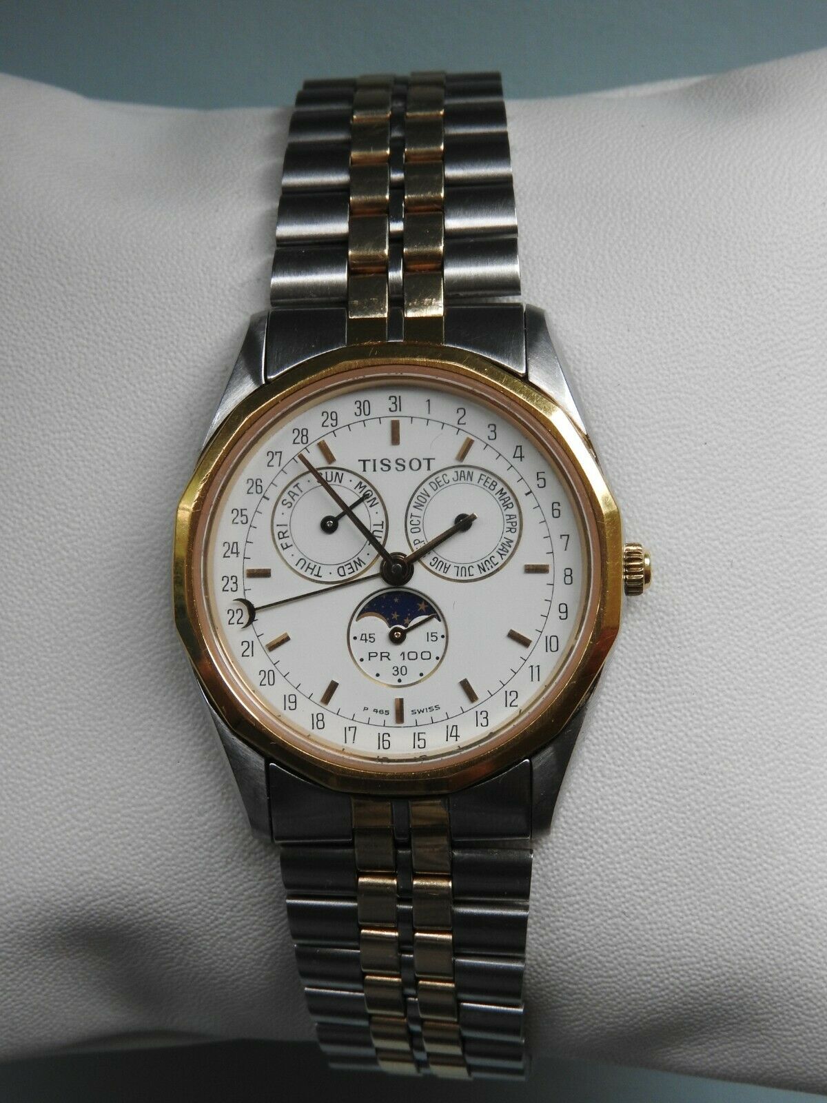 Tissot PR100 Full Calendar Moon Phase P365 465 Steel gold