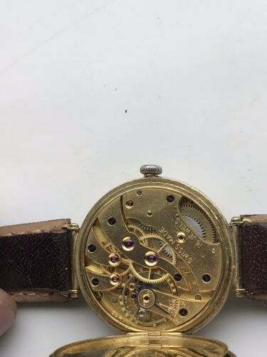 RARE 1926 LONGINES 12.92 Caliber 18 Ct Gold Trench Watch Hinged