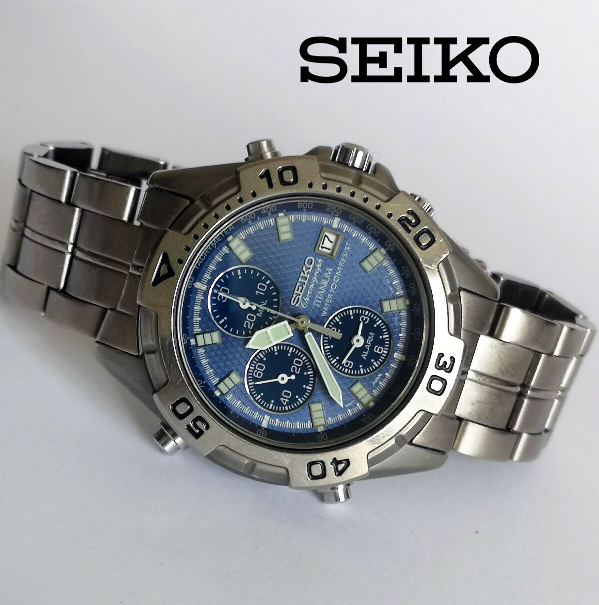Rare vintage 1991 Seiko 7T32-7H40 Titanium men's quartz watch Chrono Alarm  Date | WatchCharts