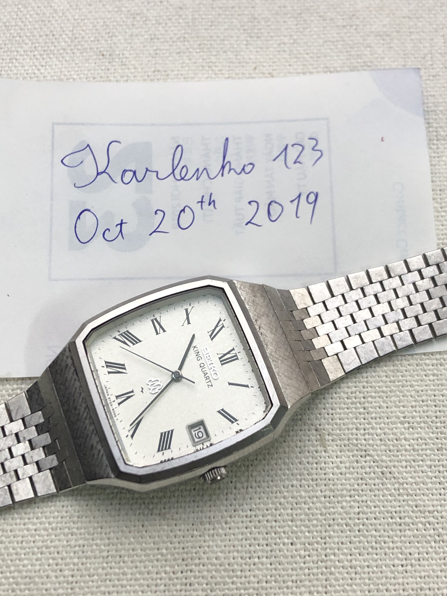 RARE Seiko King Quartz 9722-5000 Silver Snowflake Dial Date